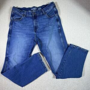 Wrangler Retro Mens 38x32 Blue Slim Straight 5 Pocket Western Denim Jeans Cowboy